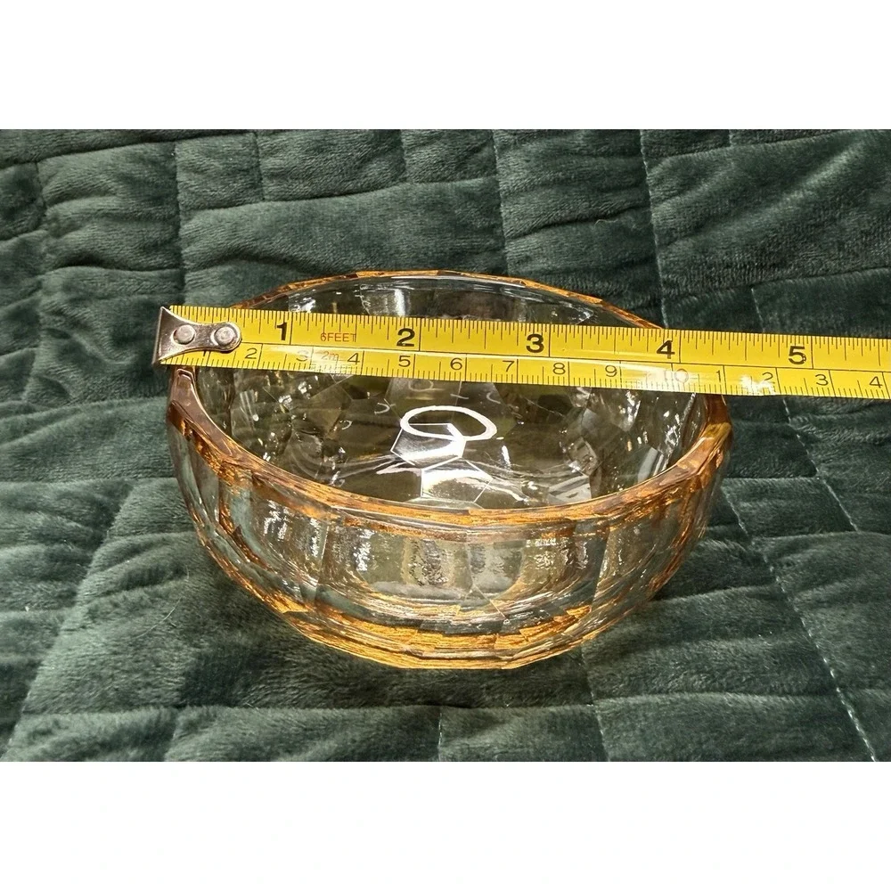 Oleg Cassini AMBER Crystal Bowl JACKIE PATTERN Diamond Cut
